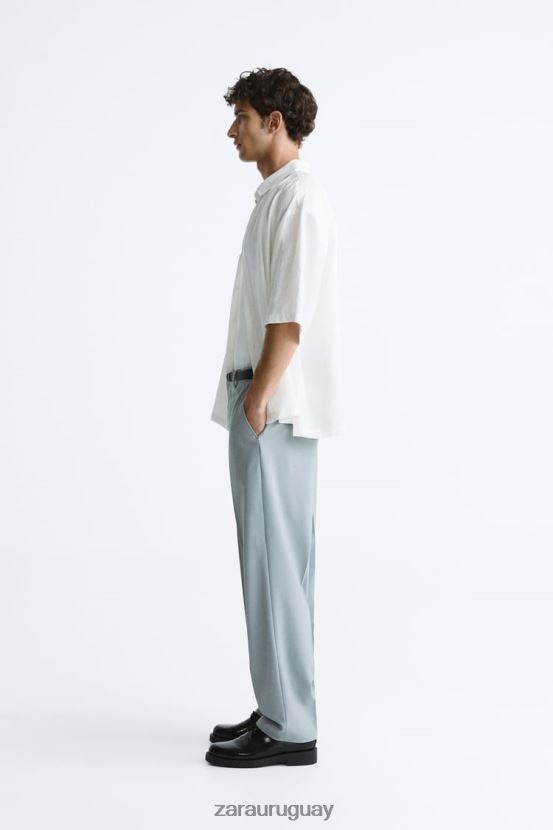 Zara camisa en mezcla de modal hombres H6RHL21002 ostra blanca ropa