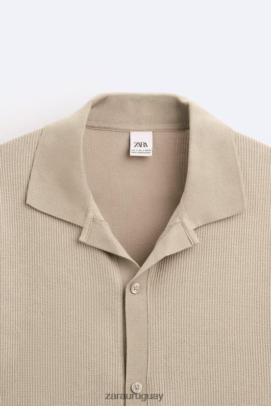 Zara camisa estructurada hombres H6RHL2994 marrón claro ropa