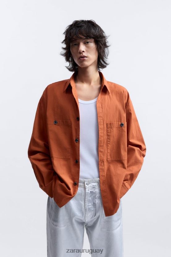 Zara camisa holgada edición limitada hombres H6RHL21189 naranja ropa