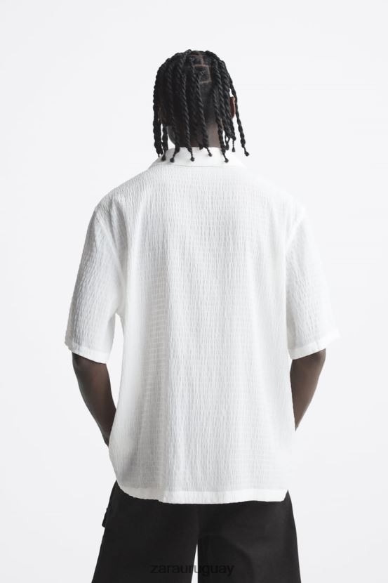 Zara camisa texturizada hombres H6RHL21016 blanco ropa