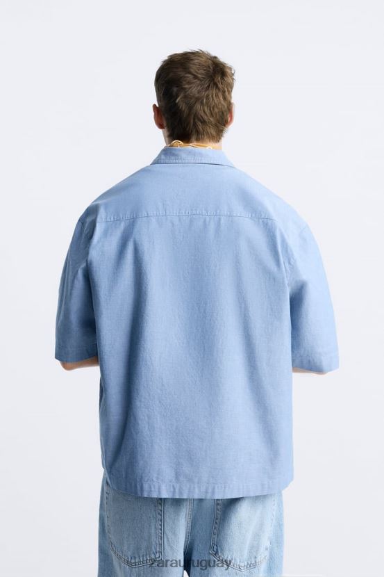 Zara camisa vaquera hombres H6RHL2979 azul ropa