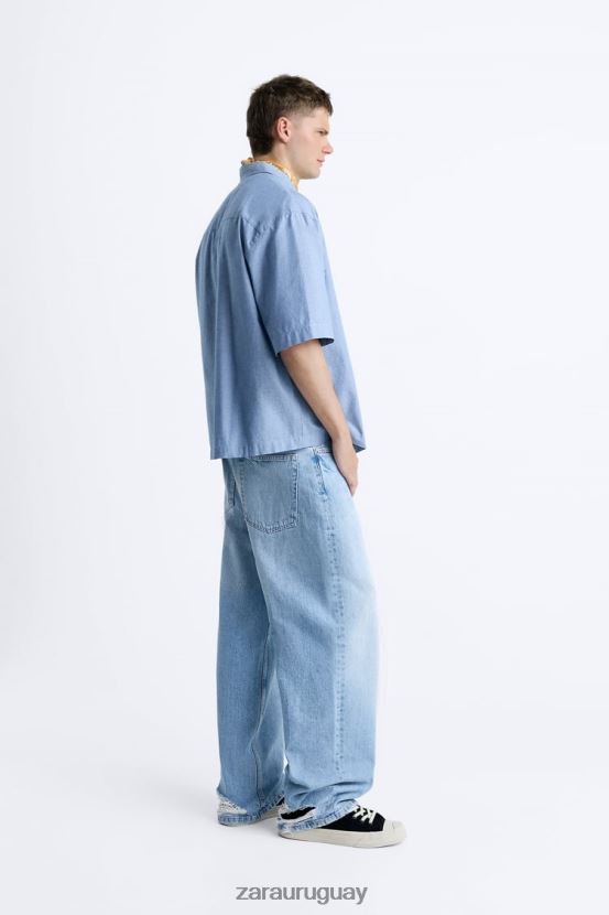 Zara camisa vaquera hombres H6RHL2979 azul ropa