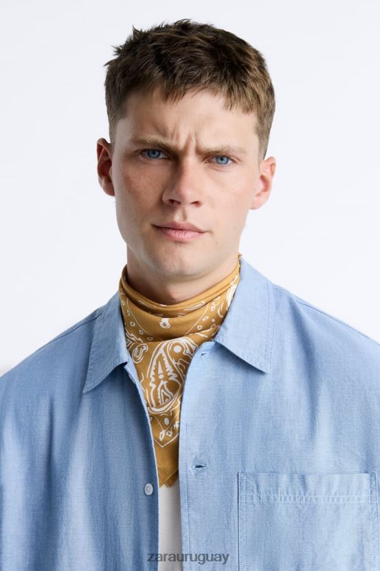Zara camisa vaquera hombres H6RHL2979 azul ropa