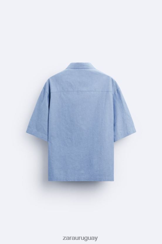 Zara camisa vaquera hombres H6RHL2979 azul ropa