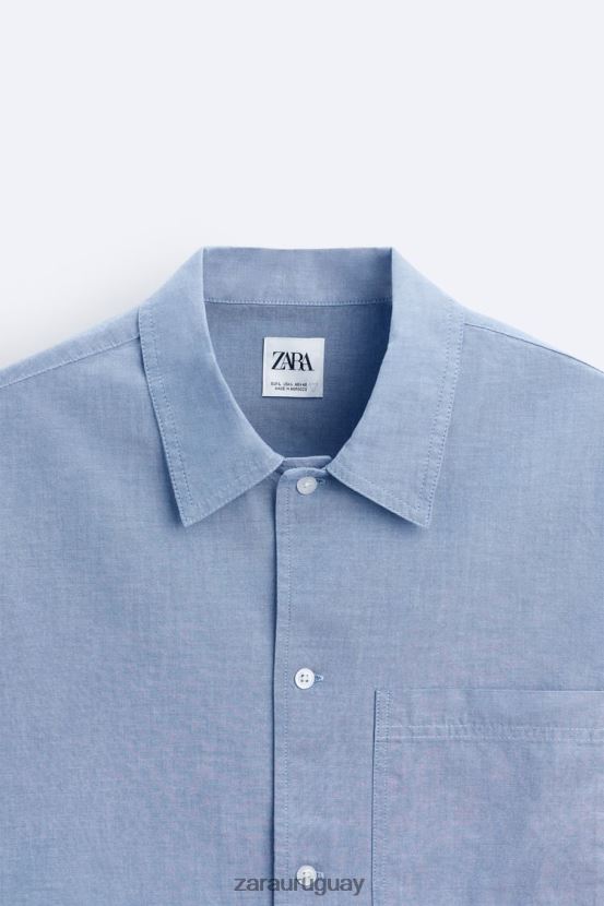 Zara camisa vaquera hombres H6RHL2979 azul ropa