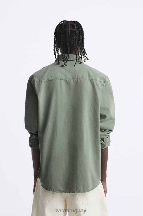 Zara camisa vaquera hombres H6RHL2980 caqui ropa