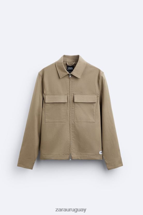 Zara sobrecamisa con bolsillo hombres H6RHL21179 arena ropa