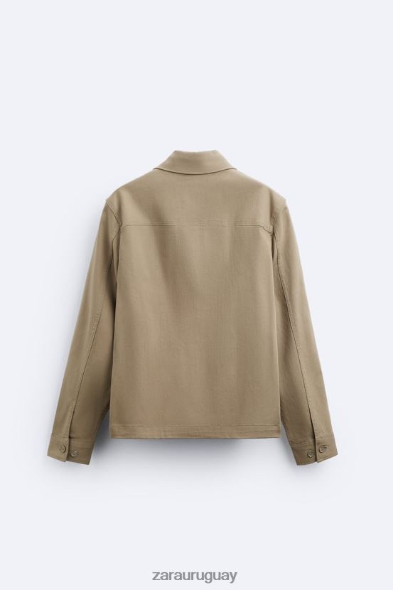 Zara sobrecamisa con bolsillo hombres H6RHL21179 arena ropa