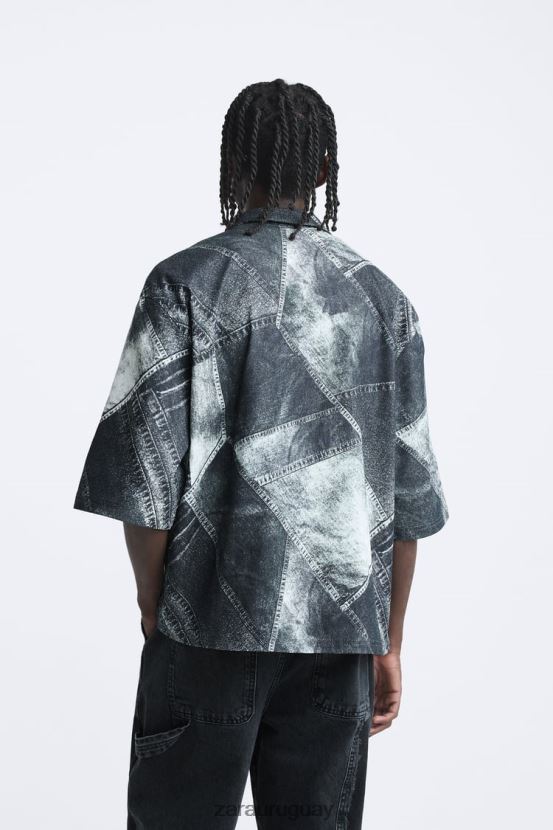 Zara sobrecamisa vaquera hombres H6RHL21170 impreso ropa