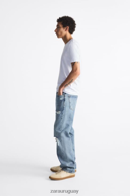 Zara camiseta básica ajustada hombres H6RHL21195 blanco ropa