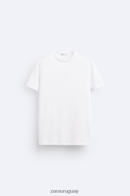Zara camiseta básica ajustada hombres H6RHL21195 blanco ropa