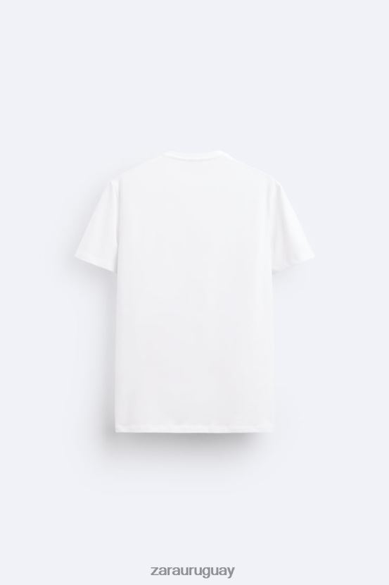 Zara camiseta básica ajustada hombres H6RHL21195 blanco ropa