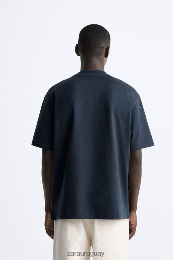 Zara camiseta pesada hombres H6RHL21210 Azul marino ropa