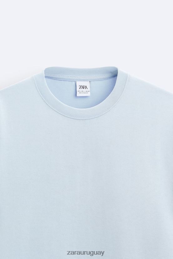 Zara camiseta pesada hombres H6RHL21211 azul claro ropa