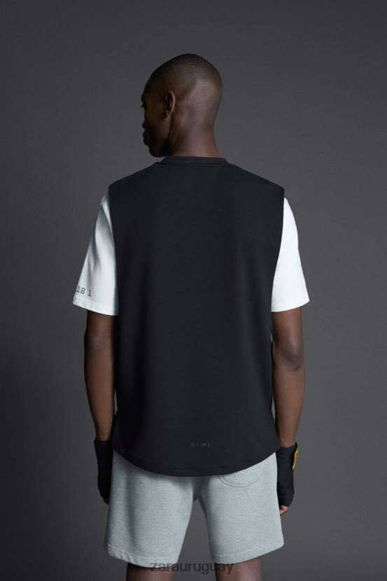 Zara camiseta sin mangas de entrenamiento de boxeador hombres H6RHL21198 negro ropa