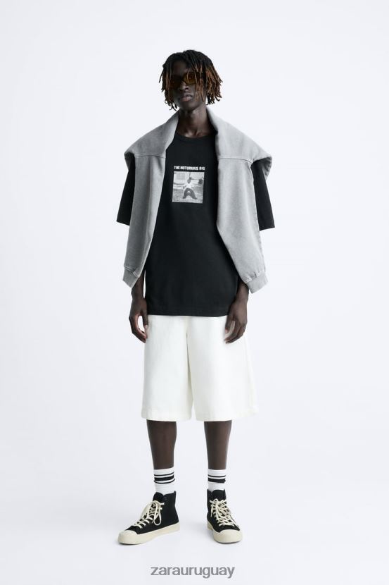 Zara camiseta the notorious b.i.g.brooklyn mint hombres H6RHL21217 negro ropa