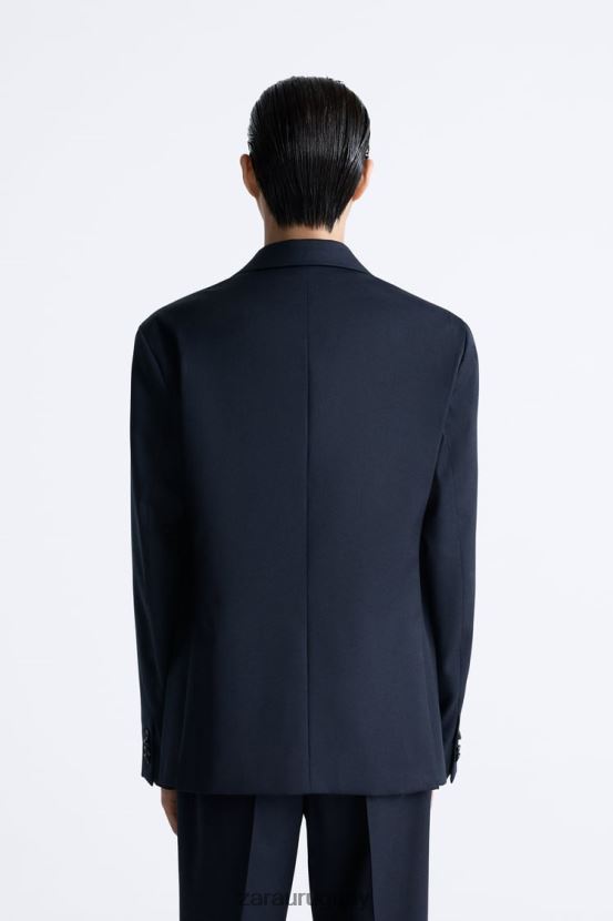 Zara Chaqueta traje 100% lana hombres H6RHL21148 Azul marino ropa