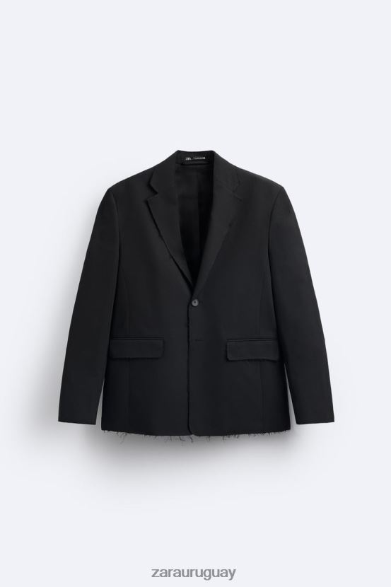 Zara blazer con ribete irregular hombres H6RHL21160 negro ropa