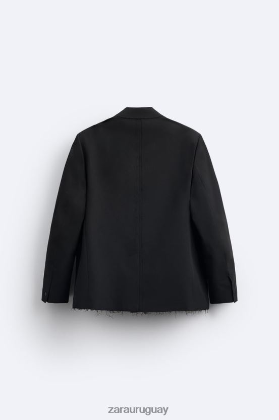 Zara blazer con ribete irregular hombres H6RHL21160 negro ropa
