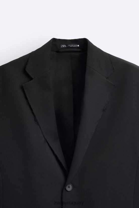 Zara blazer con ribete irregular hombres H6RHL21160 negro ropa