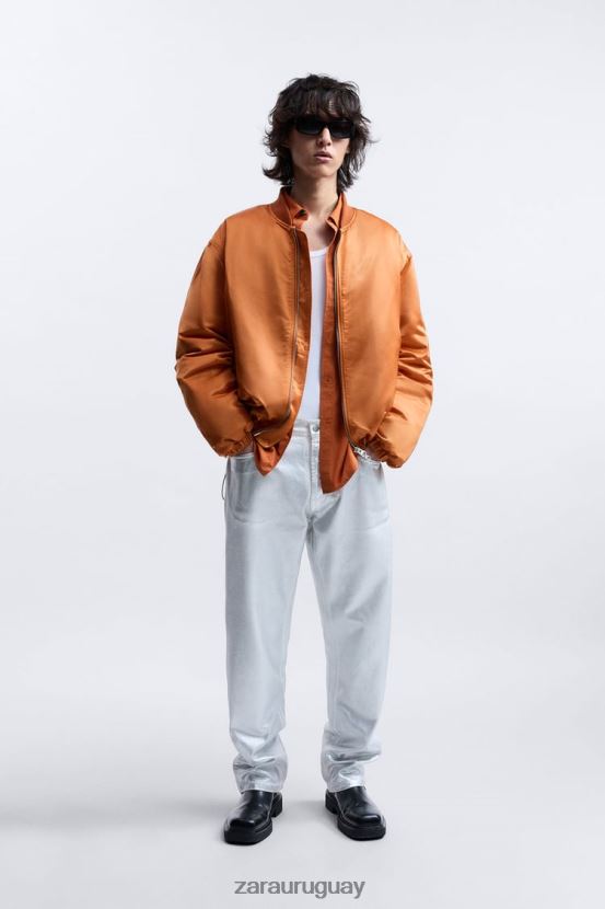 Zara cazadora bomber efecto satinado edición limitada hombres H6RHL21123 naranja ropa