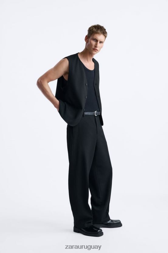 Zara chaleco abotonado hombres H6RHL21167 negro ropa