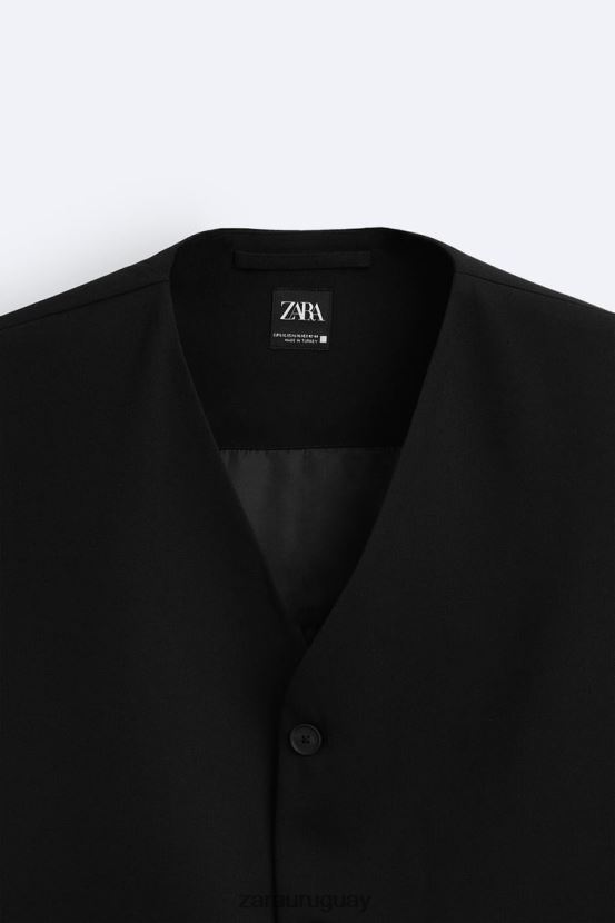 Zara chaleco abotonado hombres H6RHL21167 negro ropa