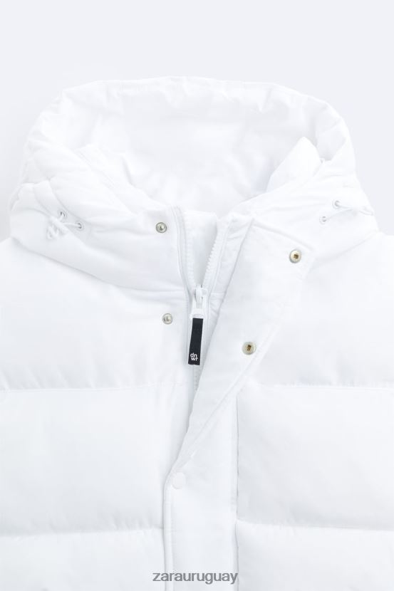 Zara chaleco acolchado con capucha hombres H6RHL21112 blanco ropa
