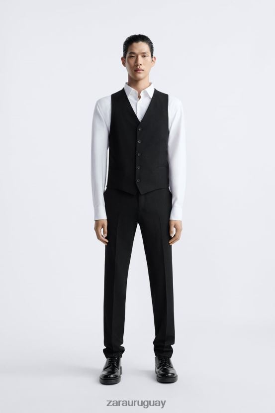 Zara chaleco delgado hombres H6RHL21166 negro ropa