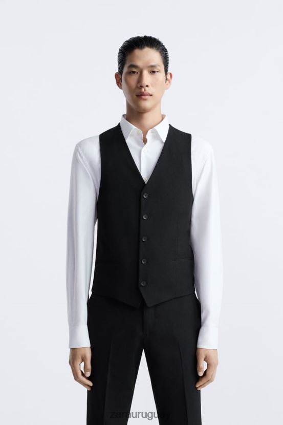 Zara chaleco delgado hombres H6RHL21166 negro ropa