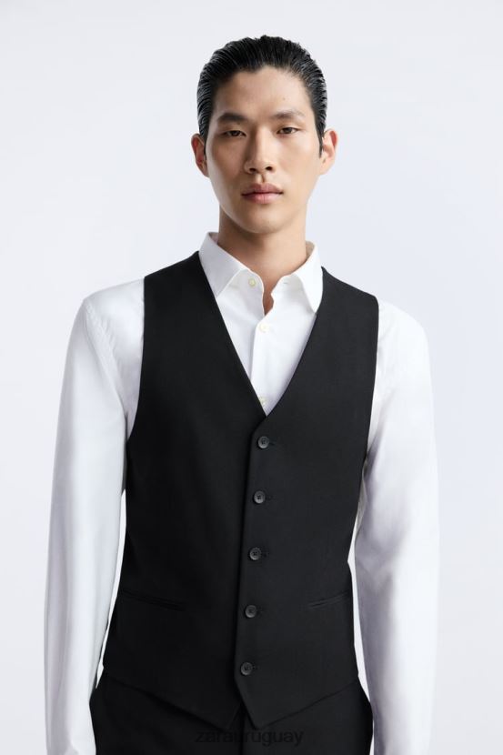 Zara chaleco delgado hombres H6RHL21166 negro ropa