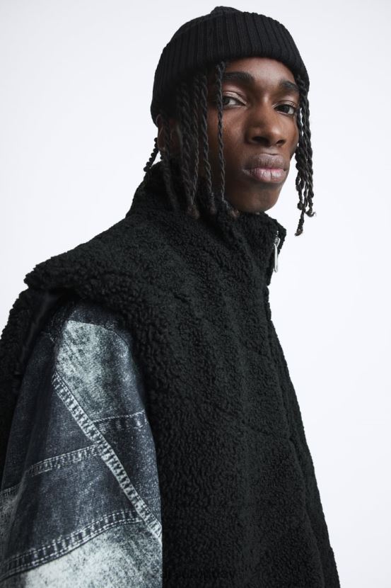 Zara chaleco polar hombres H6RHL21111 negro ropa