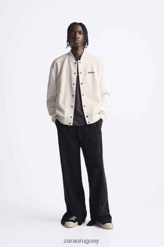 Zara chaqueta bomber bordada hombres H6RHL21134 marrón topo ropa