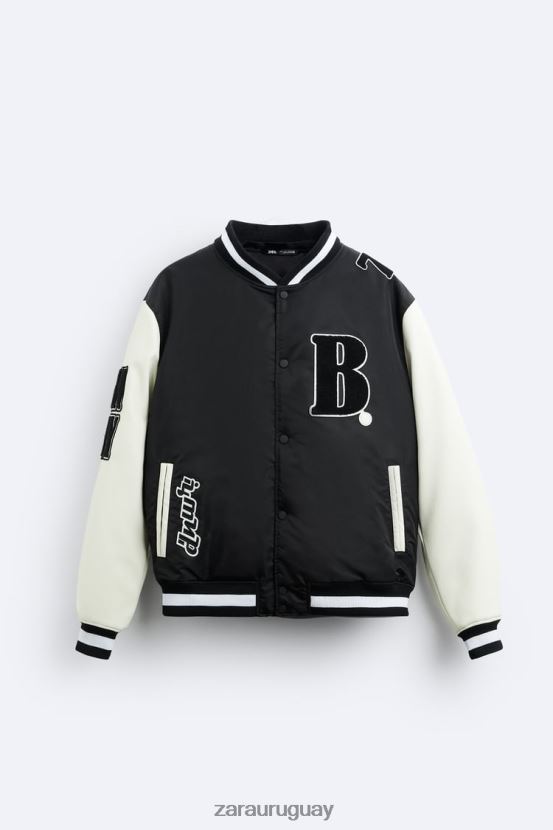 Zara chaqueta bomber con capucha hombres H6RHL21133 negro ropa