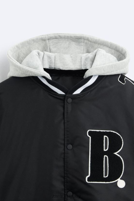Zara chaqueta bomber con capucha hombres H6RHL21133 negro ropa