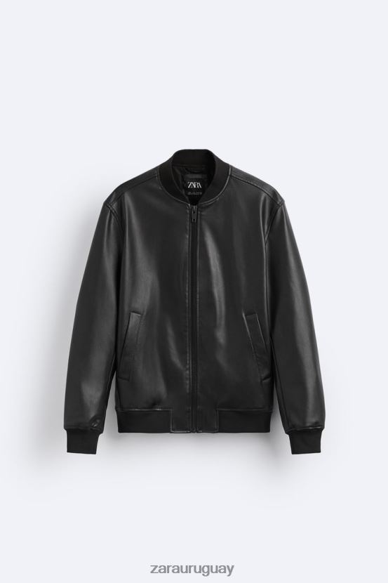 Zara chaqueta bomber de piel sintética hombres H6RHL21119 negro ropa