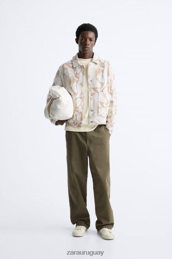 Zara chaqueta con estampado floral hombres H6RHL21116 beige ropa