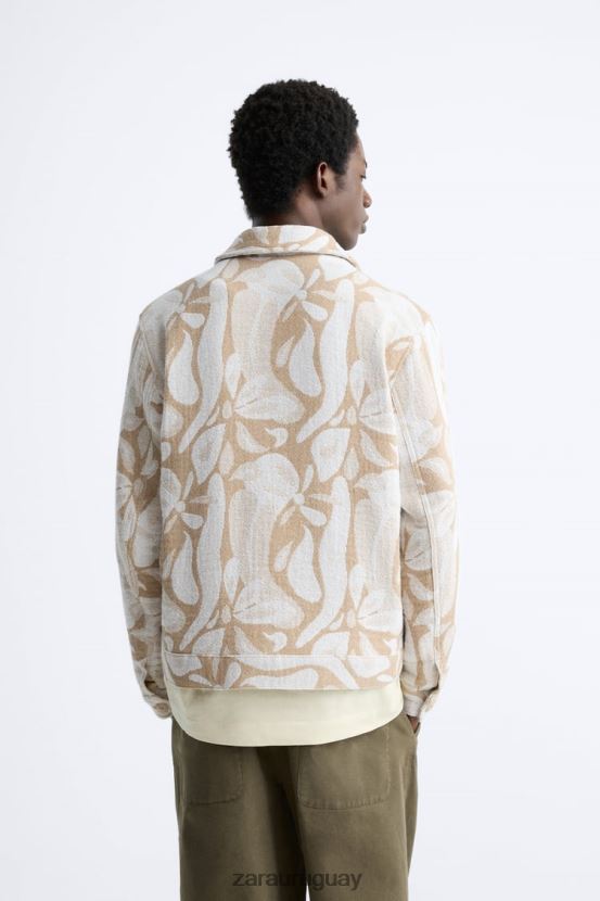 Zara chaqueta con estampado floral hombres H6RHL21116 beige ropa