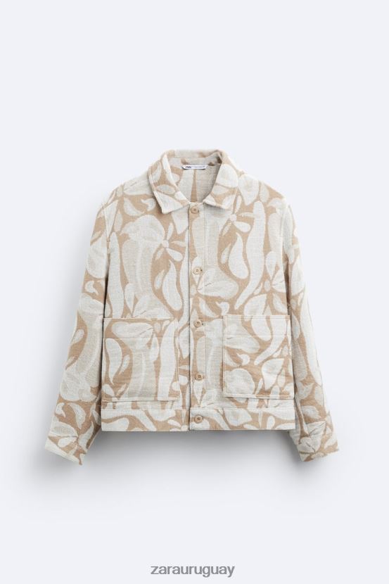 Zara chaqueta con estampado floral hombres H6RHL21116 beige ropa