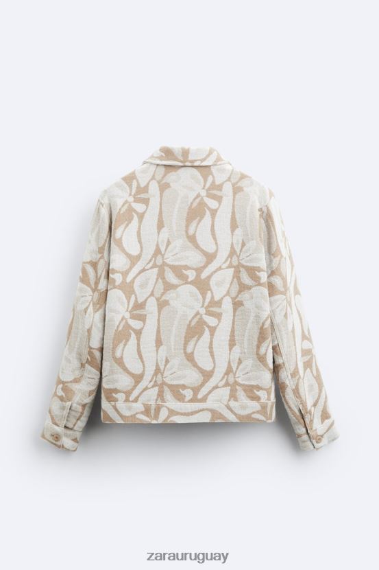 Zara chaqueta con estampado floral hombres H6RHL21116 beige ropa