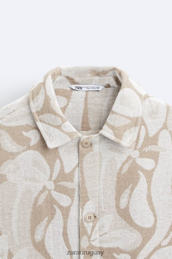 Zara chaqueta con estampado floral hombres H6RHL21116 beige ropa