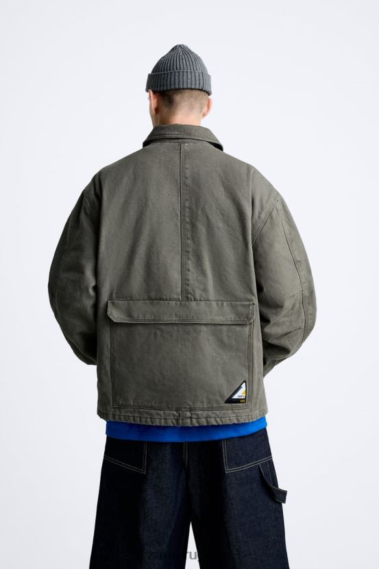 Zara chaqueta de bolsillo hombres H6RHL21107 gris claro ropa