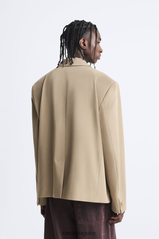 Zara chaqueta de bolsillo hombres H6RHL21158 bronceado suave ropa