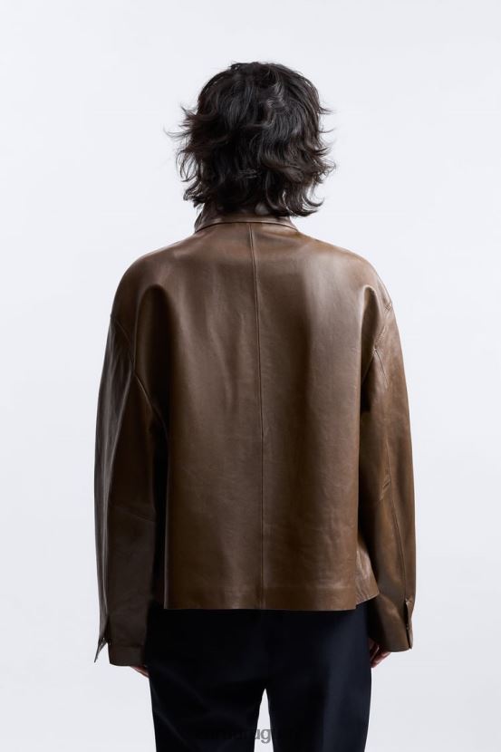 Zara chaqueta de cuero edición limitada hombres H6RHL21122 marrón/topo ropa