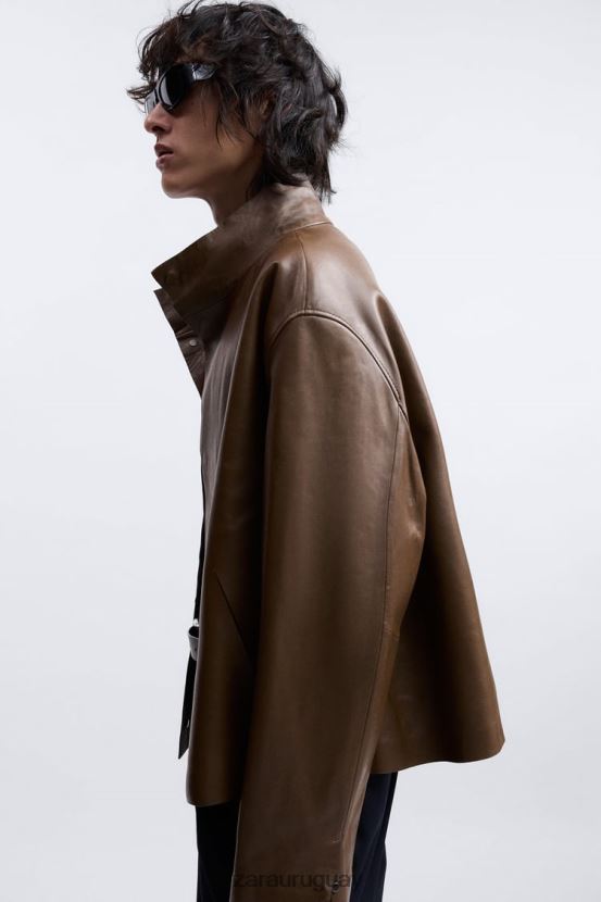 Zara chaqueta de cuero edición limitada hombres H6RHL21122 marrón/topo ropa