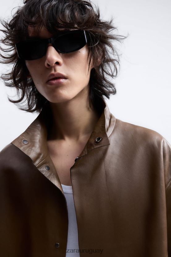 Zara chaqueta de cuero edición limitada hombres H6RHL21122 marrón/topo ropa