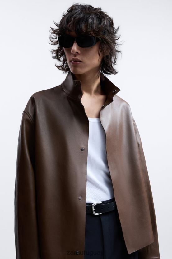 Zara chaqueta de cuero edición limitada hombres H6RHL21122 marrón/topo ropa