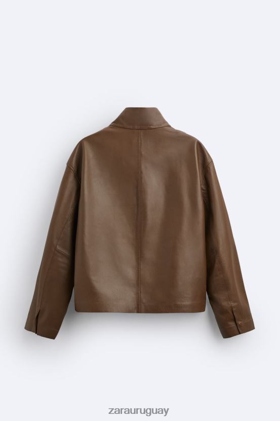Zara chaqueta de cuero edición limitada hombres H6RHL21122 marrón/topo ropa