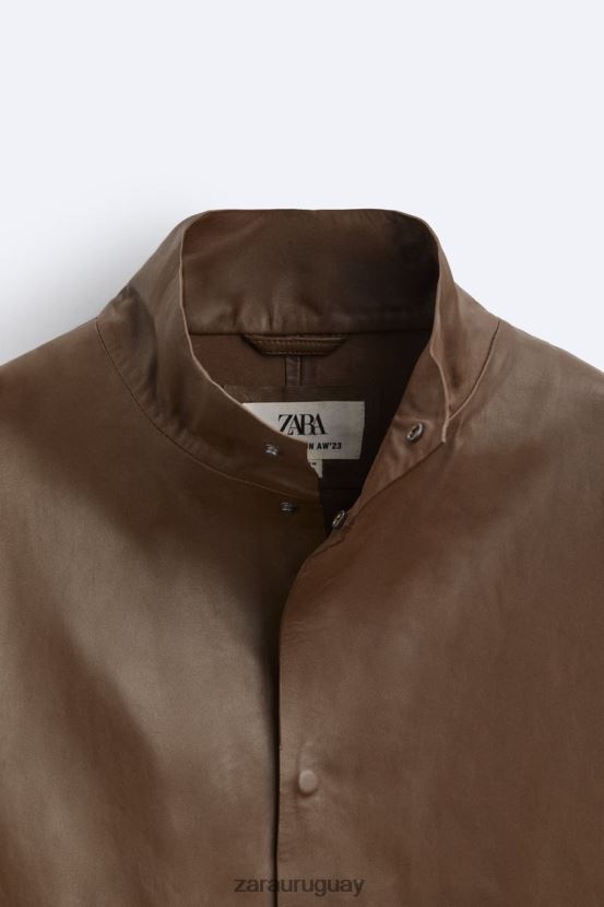 Zara chaqueta de cuero edición limitada hombres H6RHL21122 marrón/topo ropa