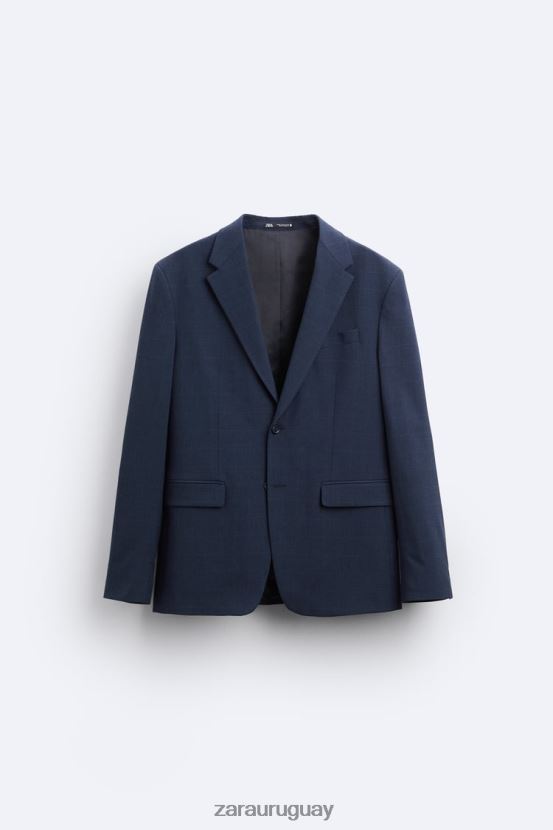 Zara chaqueta de traje a cuadros hombres H6RHL21137 azulado ropa